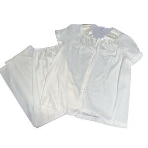 Vtg Lt Yellow Vanity Fair Nylon Size Med Mid Century Lace 2 Pc Pajama Set VGC